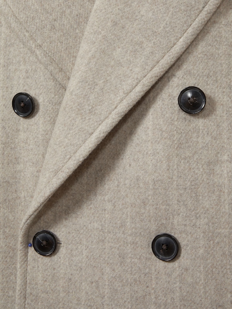Reiss Oatmeal Fiesole Wool-Blend Pinstripe Pea Coat - Image 6 of 6