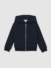 Reiss Navy Taylor 3-9 yrs Interlock Hybrid Hooded Puffer Jacket - Image 2 of 4