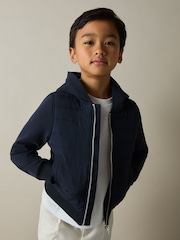 Reiss Navy Taylor 3-9 yrs Interlock Hybrid Hooded Puffer Jacket - Image 3 of 4