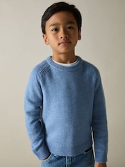 Reiss Airforce Blue Cloud 9-13 yrs Merino Wool-Blend Crew-Neck Jumper - Image 1 of 4