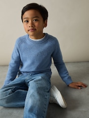 Reiss Airforce Blue Cloud 9-13 yrs Merino Wool-Blend Crew-Neck Jumper - Image 3 of 4