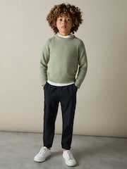 Reiss Sage Green Cloud 9-13 yrs Merino Wool-Blend Crew-Neck Jumper - Image 1 of 4