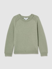 Reiss Sage Green Cloud 9-13 yrs Merino Wool-Blend Crew-Neck Jumper - Image 2 of 4