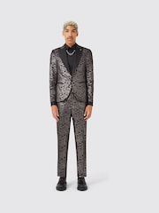 Twisted Tailor Croială slim fit Ferbane Metalic Leopard Imprimeu Negru Jachetă - Image 1 of 5