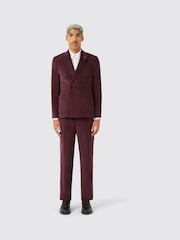 Twisted Tailor Red Slim Fit Red Dunmore Wine Corduroy Jacket - Image 1 of 5