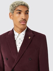 Twisted Tailor Red Slim Fit Red Dunmore Wine Corduroy Jacket - Image 4 of 5