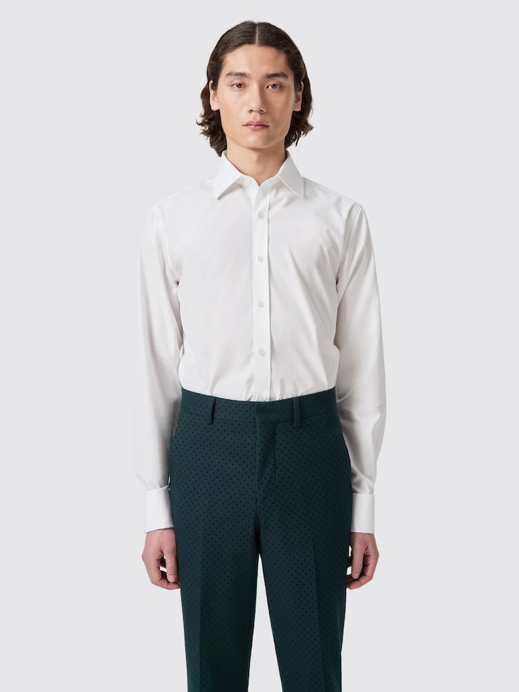 Twisted Tailor White Slim Fit Barron Double Cuff 100% Cotton Shirt - Image 2 of 3