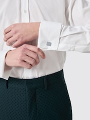 Twisted Tailor White Slim Fit Barron Double Cuff 100% Cotton Shirt - Image 3 of 3