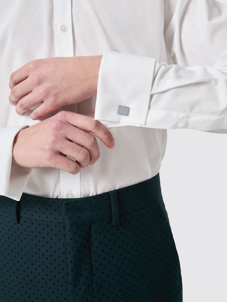 Twisted Tailor White Slim Fit Barron Double Cuff 100% Cotton Shirt - Image 3 of 3