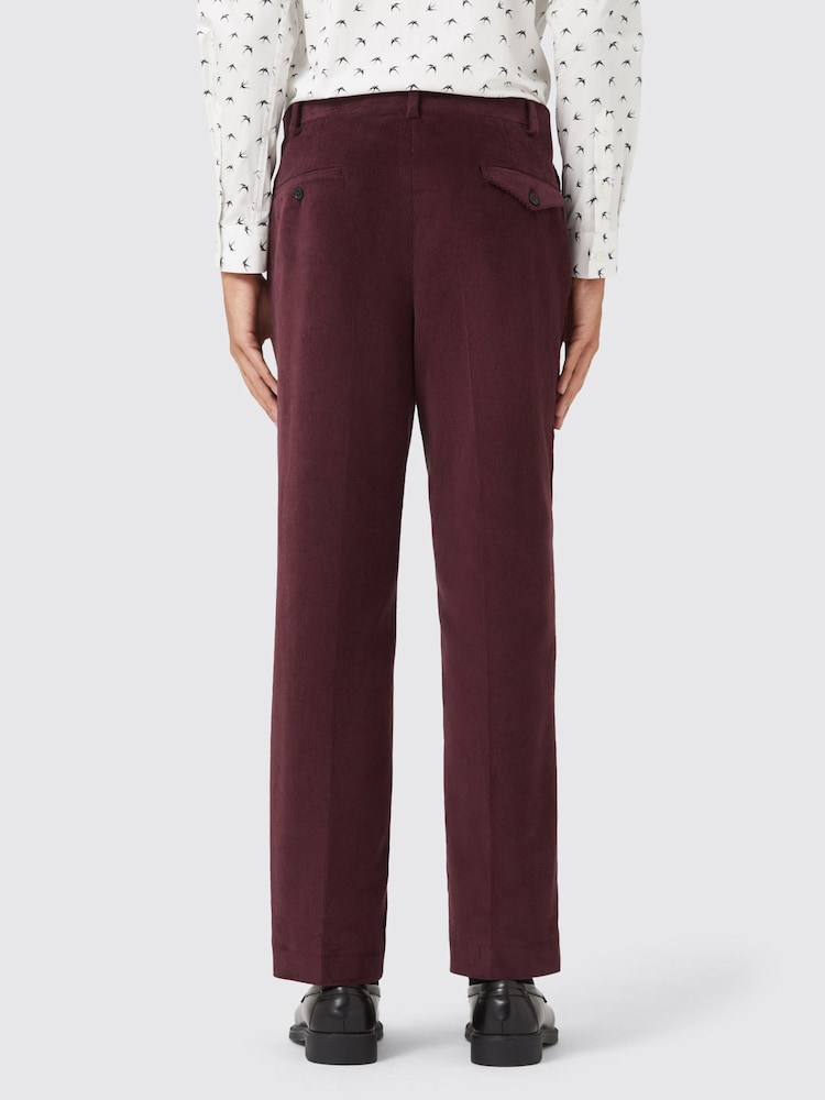Twisted Tailor Red Slim Fit Dunmore Wine Corduroy Trousers - Image 2 of 4
