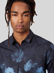 Twisted Tailor Blue Slim Fit Kember Floral 100% Cotton Shirt - Image 3 of 3