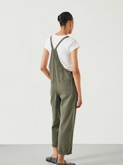 Hush Green Ellie Relaxed Denim Cropped 100% Cotton Dungarees - Image 3 of 5