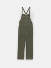 Hush Green Ellie Relaxed Denim Cropped 100% Cotton Dungarees - Image 5 of 5