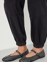 Hush Black Diamante Studded MJ Leather Flats - Image 1 of 3
