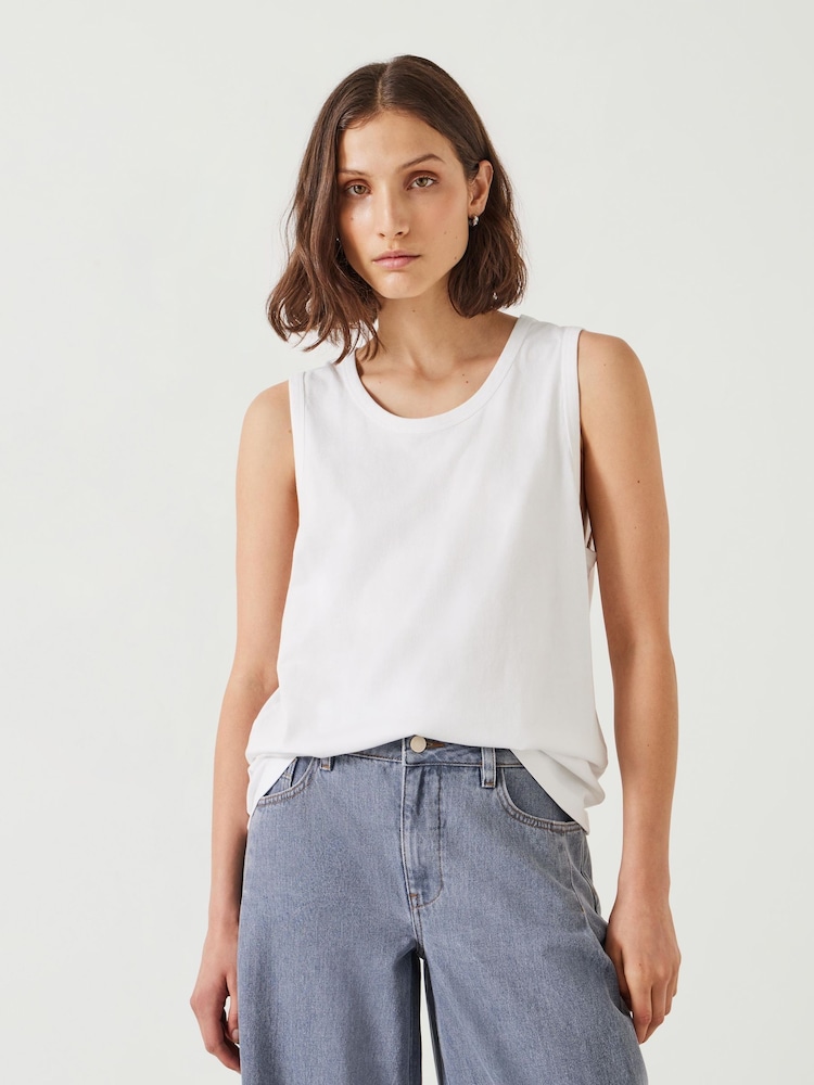 Hush White Carla Relaxed 100% Cotton Tank - Image 1 of 5