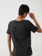Hush Grey Kali 100% Cotton Slub V-Neck T-Shirt - Image 3 of 4