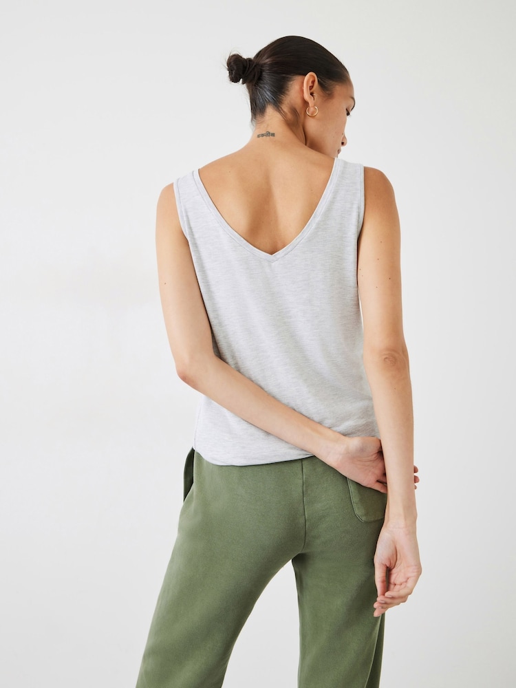 Hush Grey Sally V-Neck Jersey Vest Top - Image 3 of 4