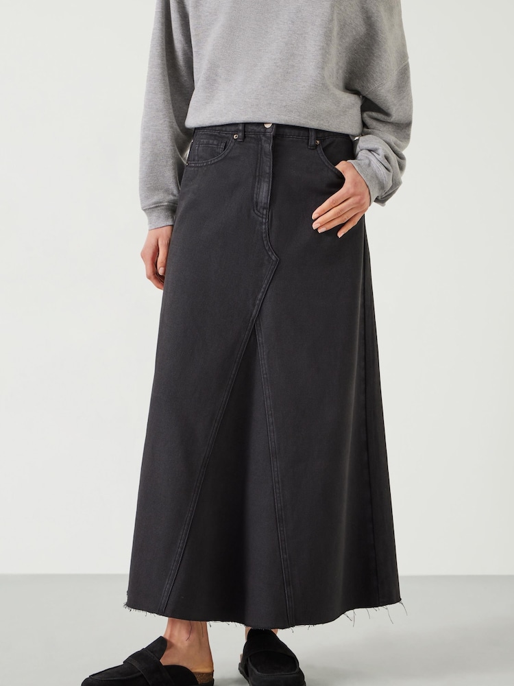 Hush Black Eva Denim 100% Cotton Maxi Skirt - Image 2 of 5