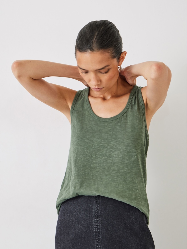 Hush Green Cotton Slub Tank Top - Image 1 of 4