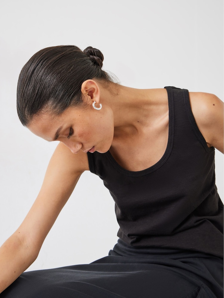 Hush Black Cotton Slub Tank Top - Image 2 of 4