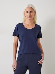 Azul - Hush Hari Scoop Neck Slub T-Shirt - Imagen 1 de 4