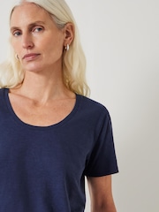 Azul - Hush Hari Scoop Neck Slub T-Shirt - Imagen 2 de 4