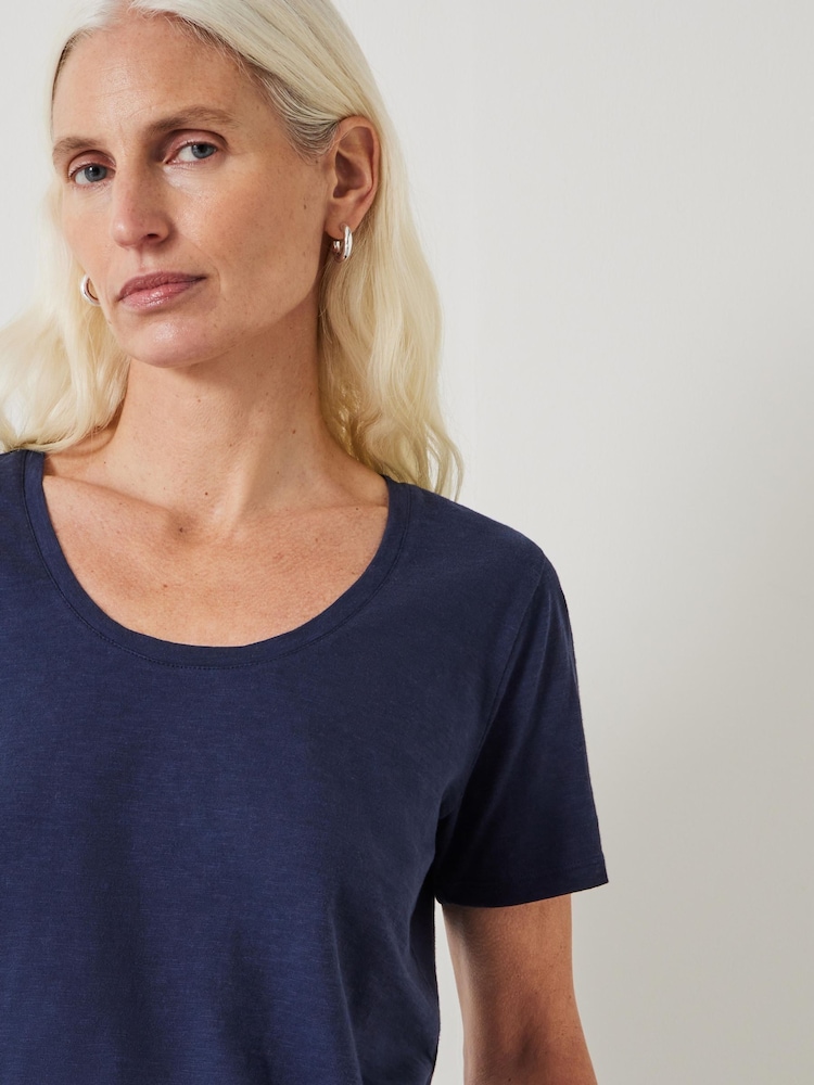 Azul - Hush Hari Scoop Neck Slub T-Shirt - Imagen 2 de 4