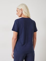 Azul - Hush Hari Scoop Neck Slub T-Shirt - Imagen 3 de 4