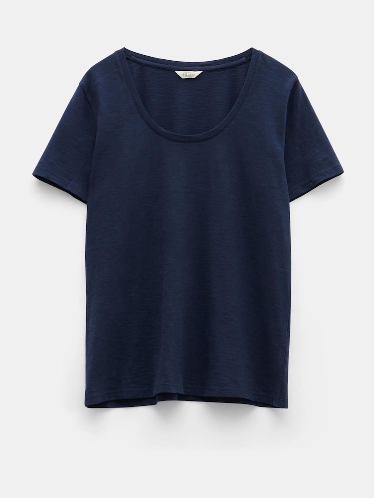 Azul - Hush Hari Scoop Neck Slub T-Shirt - Imagen 4 de 4