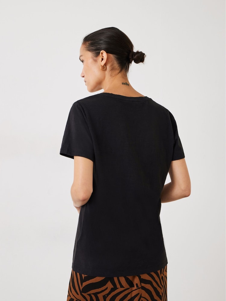 Negro - Hush Hari Scoop Neck Slub T-Shirt - Imagen 2 de 3