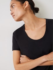 Negro - Hush Hari Scoop Neck Slub T-Shirt - Imagen 3 de 3