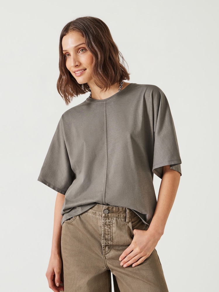Hush Grey Tamara 100% Cotton Relaxed T-Shirt - Image 1 of 5