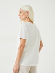 Hush White Hattie 100% Cotton Slub Crew Neck T-Shirt - Image 3 of 5