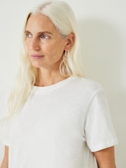 Hush White Hattie 100% Cotton Slub Crew Neck T-Shirt - Image 4 of 5