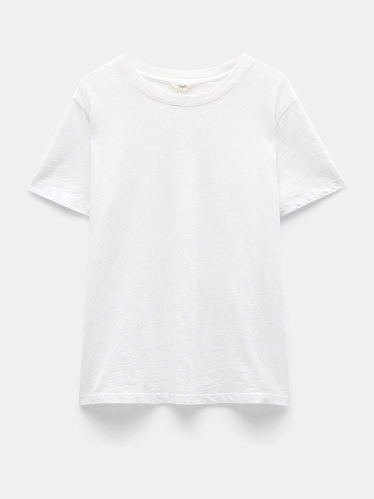 Hush White Hattie 100% Cotton Slub Crew Neck T-Shirt - Image 5 of 5