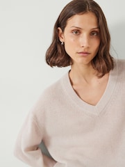 Natural - Hush Scarlett Cashmere V-Neck Jumper - Imagen 4 de 5