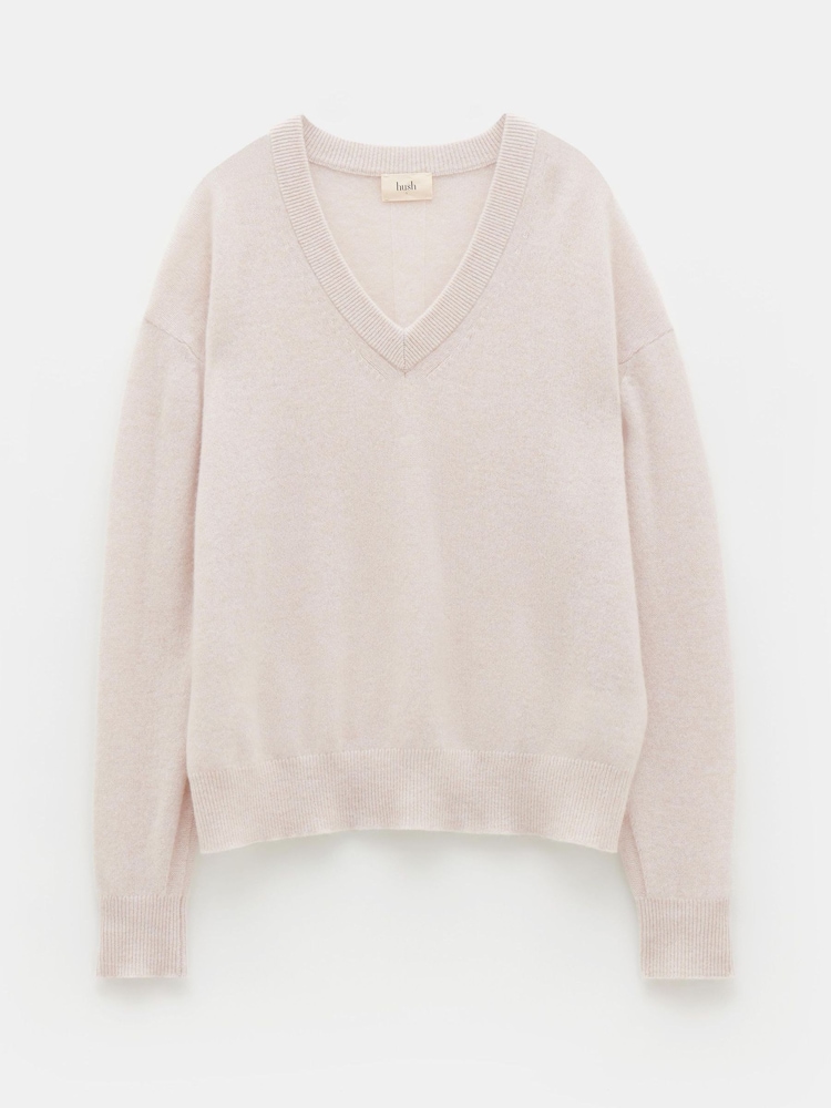 Natural - Hush Scarlett Cashmere V-Neck Jumper - Imagen 5 de 5