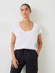 Blanco - Hush Hari Scoop Neck Slub T-Shirt - Imagen 1 de 5