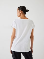 Blanco - Hush Hari Scoop Neck Slub T-Shirt - Imagen 3 de 5