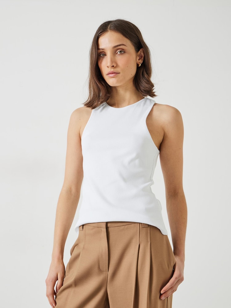 Hush White Ribbed Scooped Vest - Image 1 of 4 Hush White Ribbed Scooped Vest - Image 1 of 4