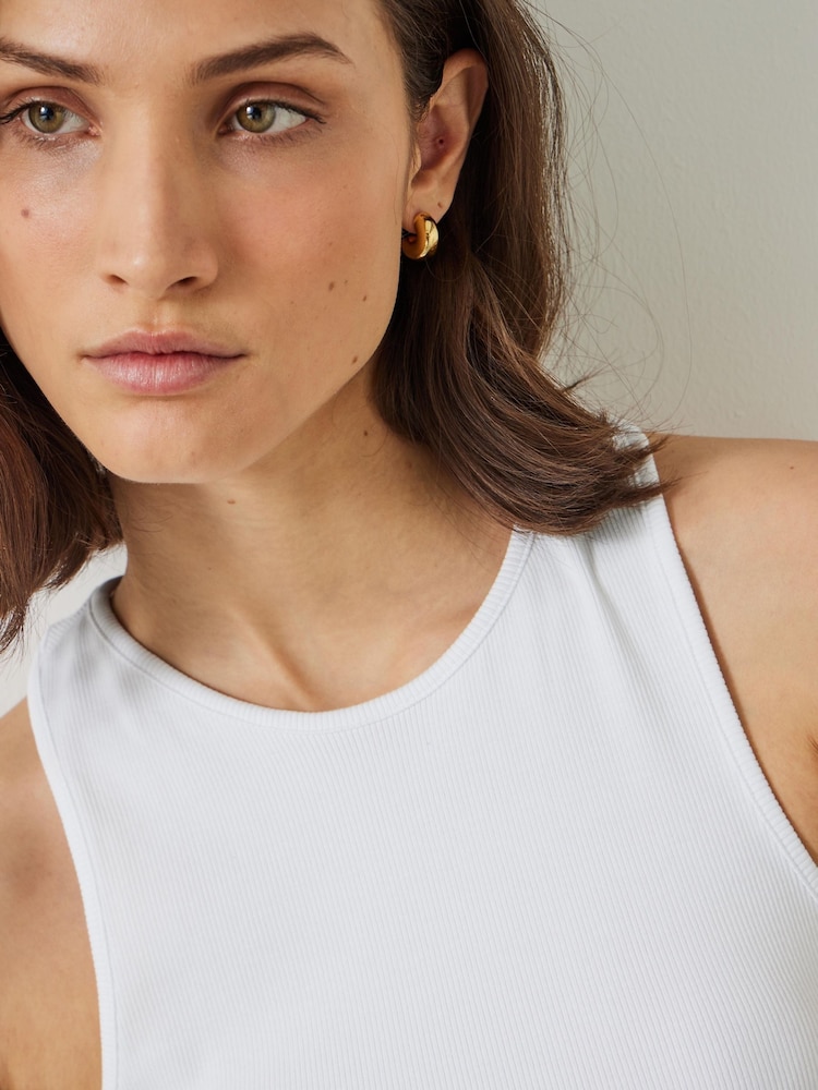 Hush White Ribbed Scooped Vest - Image 4 of 4 Hush White Ribbed Scooped Vest - Image 4 of 4