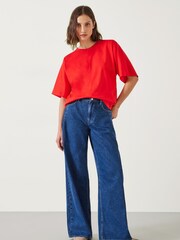 Hush Red Tamara Relaxed 100% Cotton T-Shirt - Image 2 of 5