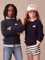 Superdry Navy Cable Knit Jumper - Image 1 of 10