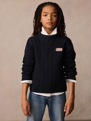 Superdry Navy Cable Knit Jumper - Image 2 of 10