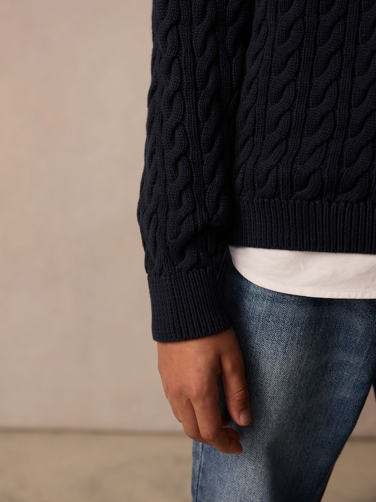 Superdry Navy Cable Knit Jumper - Image 5 of 10