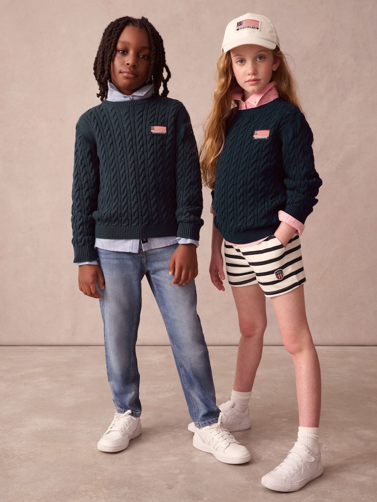 Superdry Navy Cable Knit Jumper - Image 6 of 10