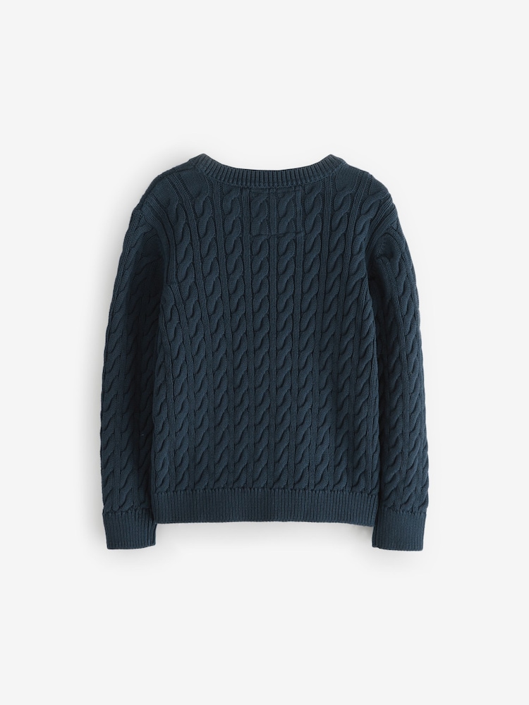 Superdry Navy Cable Knit Jumper - Image 8 of 10