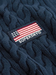 Superdry Navy Cable Knit Jumper - Image 9 of 10
