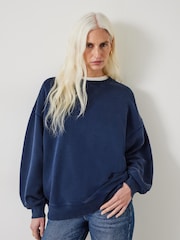 Hush Blue Oversized Quaden 100% Cotton Sweatshirt - Image 1 of 3