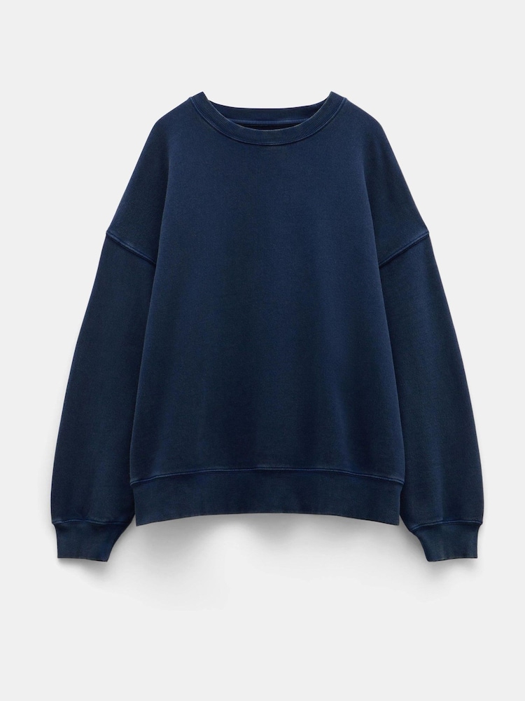 Hush Blue Oversized Quaden 100% Cotton Sweatshirt - Image 3 of 3